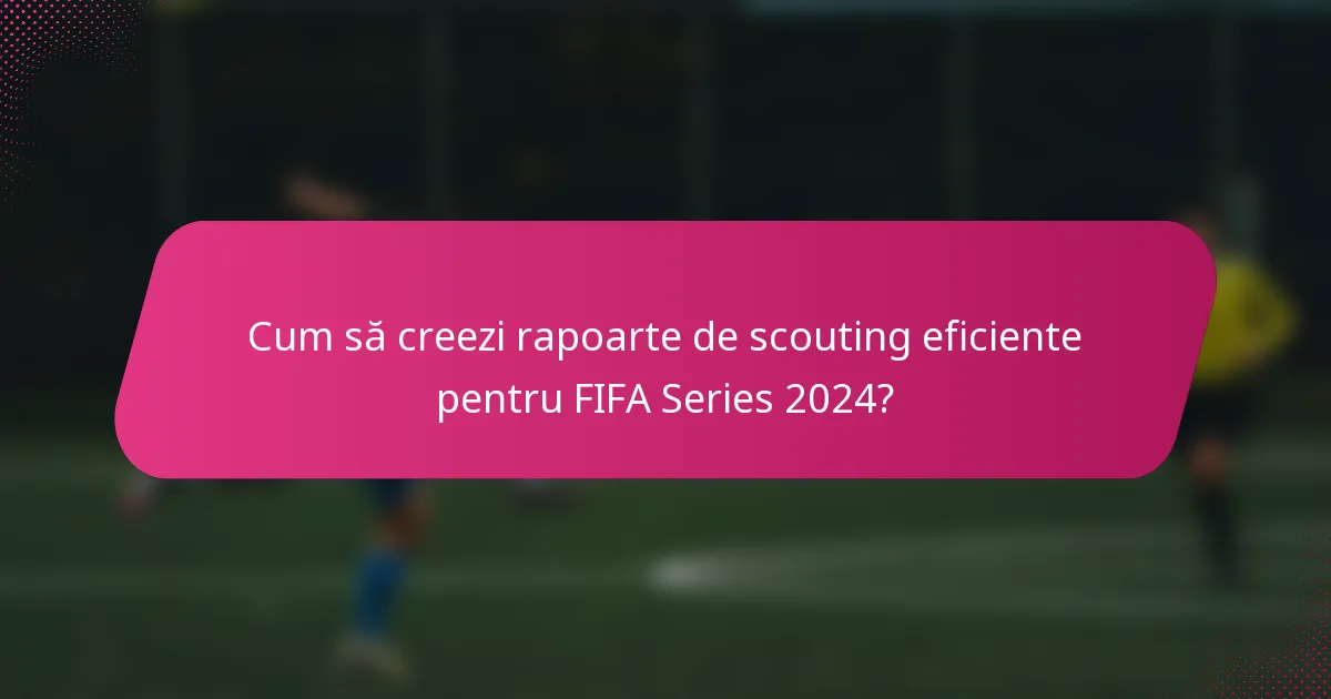 Cum să creezi rapoarte de scouting eficiente pentru FIFA Series 2024?